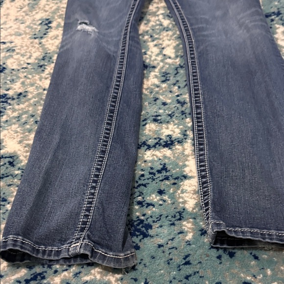 Miss Me Blue Denim Bootcut Jeans with Black & Silver Embroidered Pockets - Picture 6 of 9